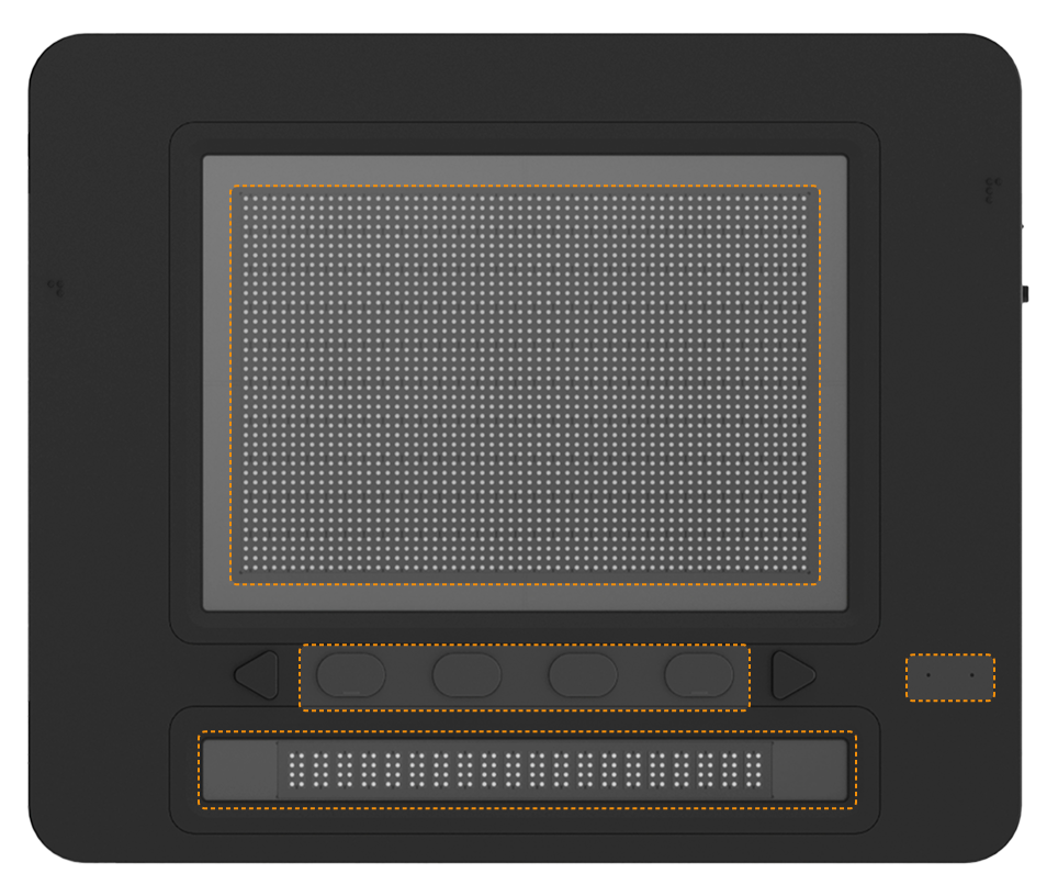 DotPad X with each hardware part highlighted