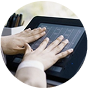 Hand exploring a graph on the DotPad