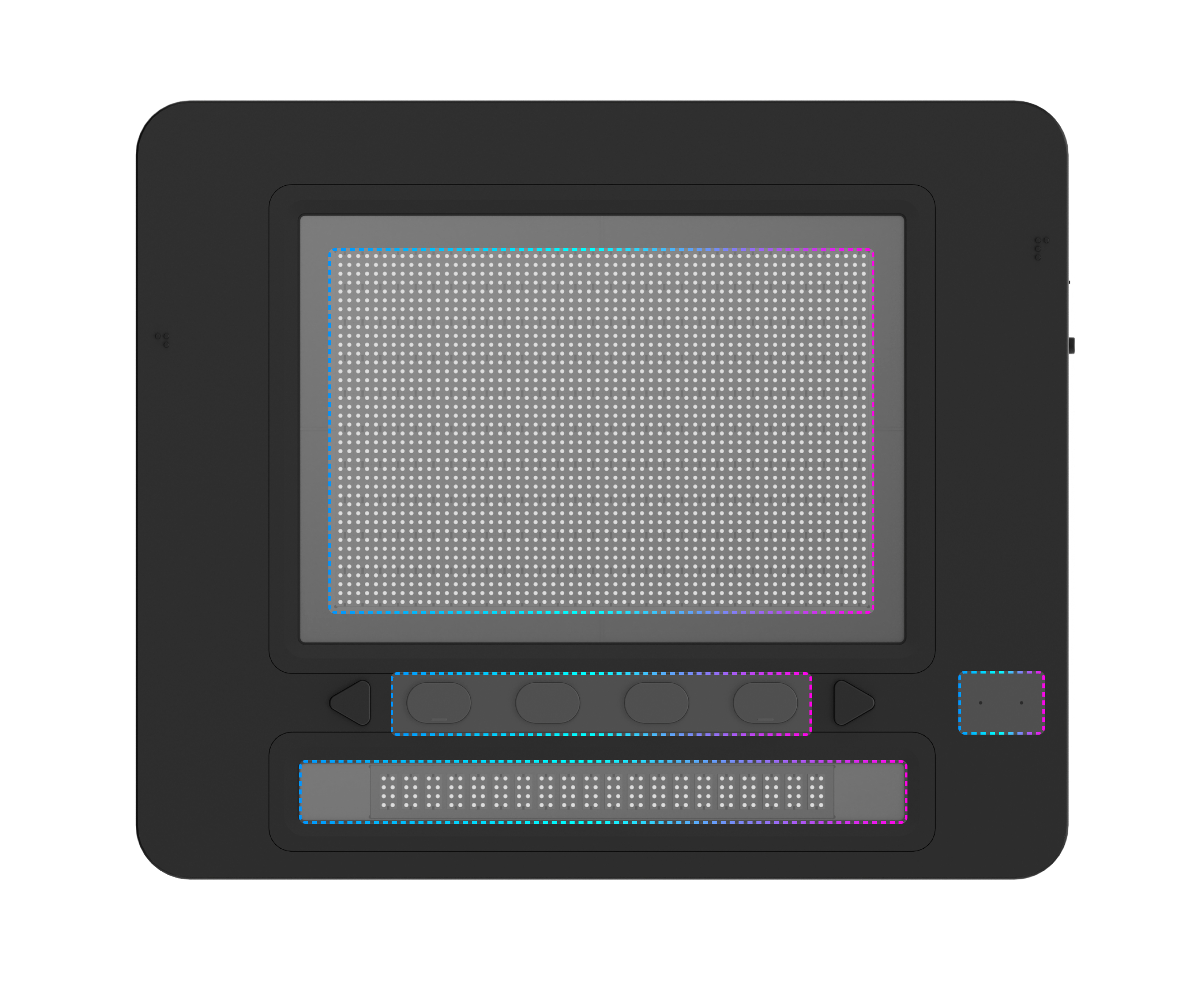 DotPad X with each hardware part highlighted